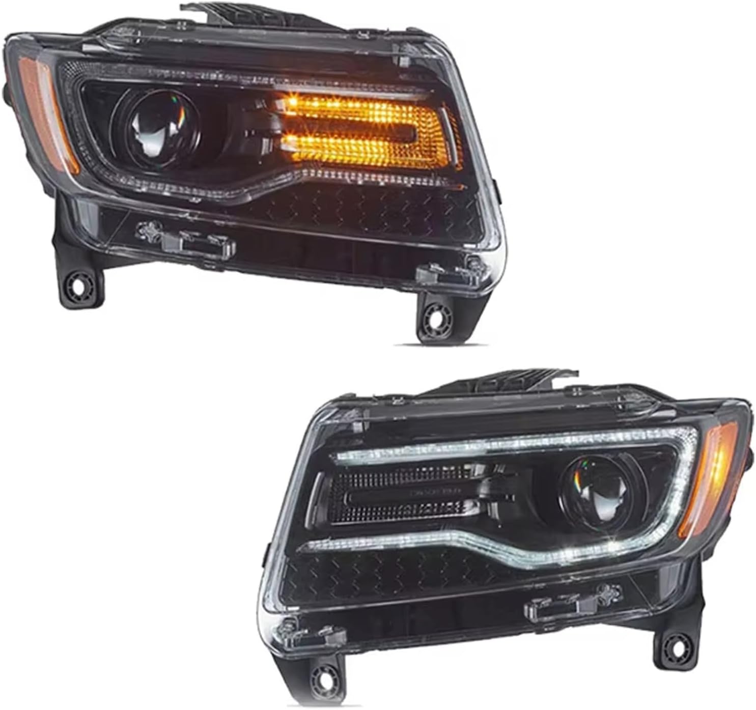 Car Headlight Assemblies Compatible With Jeep For Grand For Cherokee 2014 2015 2016 2017 2018 2019 2020 2021 For Compass Head Lamp Drl Projector Lens Automotive 2pcs