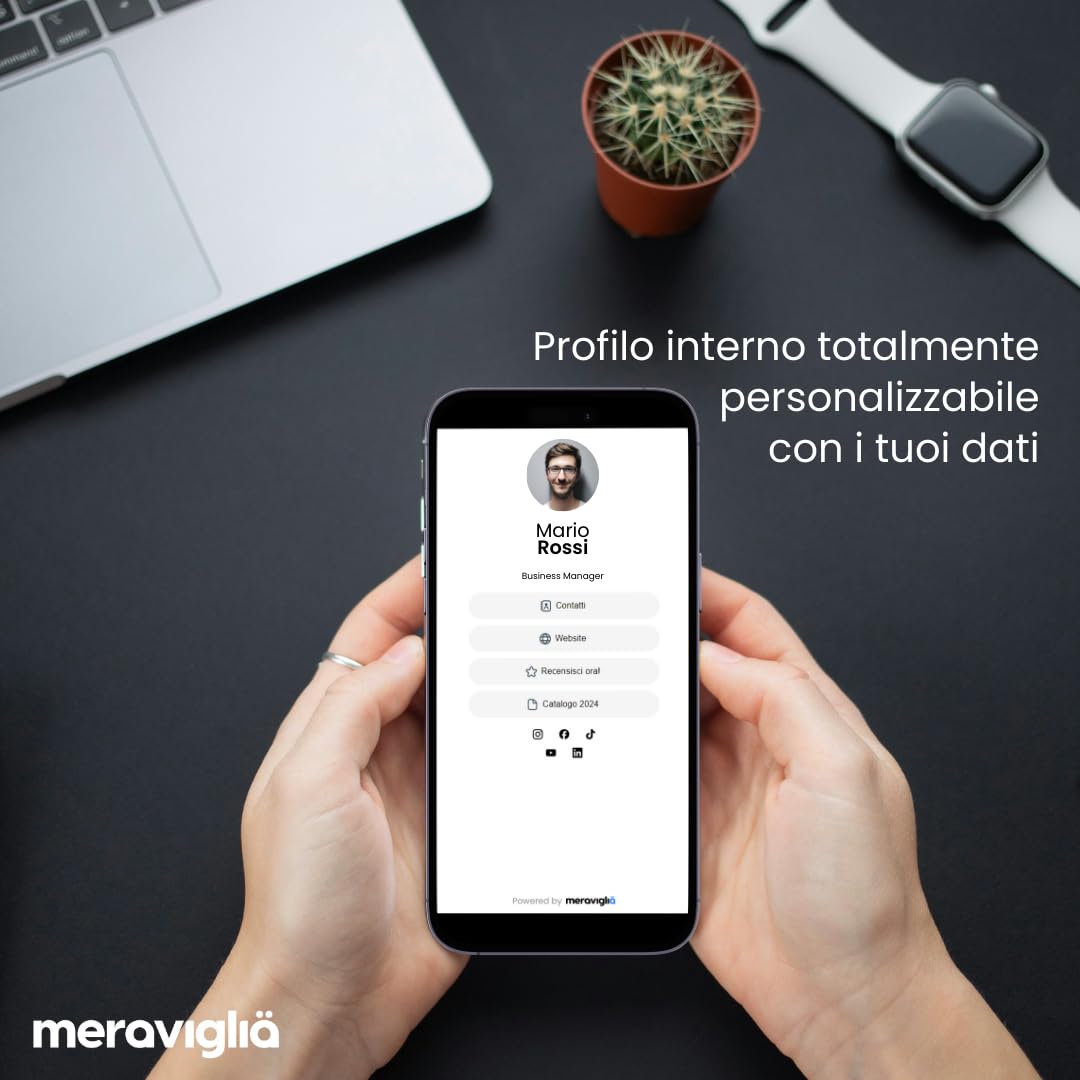 Biglietto da Visita Digitale NFC Personalizzato, Compatibile Android iOS, Condividi Contatti e Social Media
