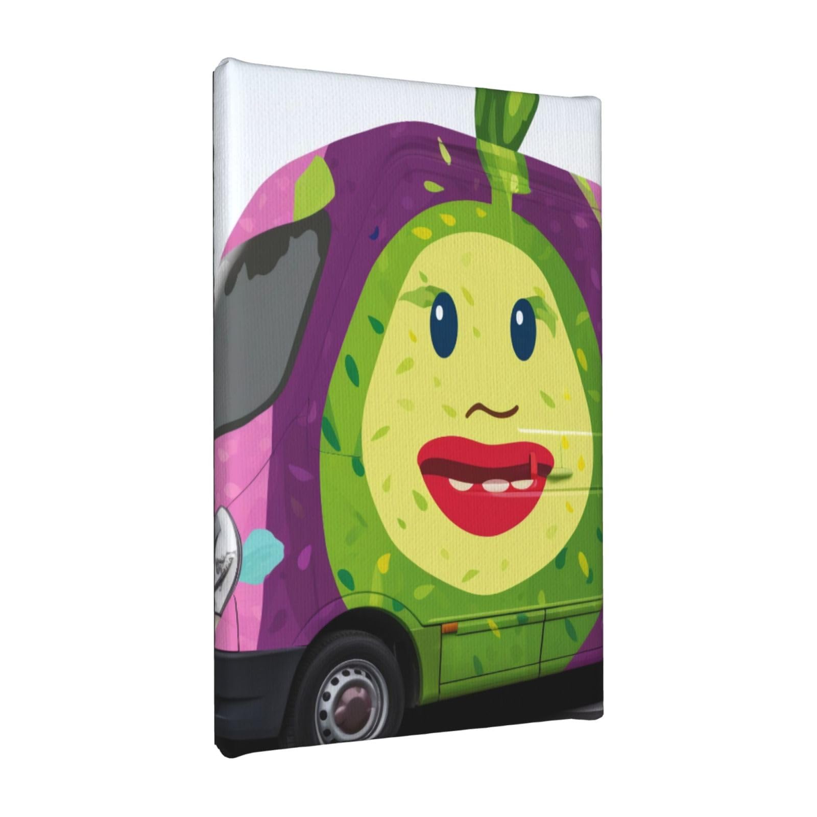 YKLJG Avocado cartoon Printed Wall Art Canvas Painting 20x30 CM Wooden Framed Picture Painting Artwork Prints for Bedroom Kitchen Home Office Decor