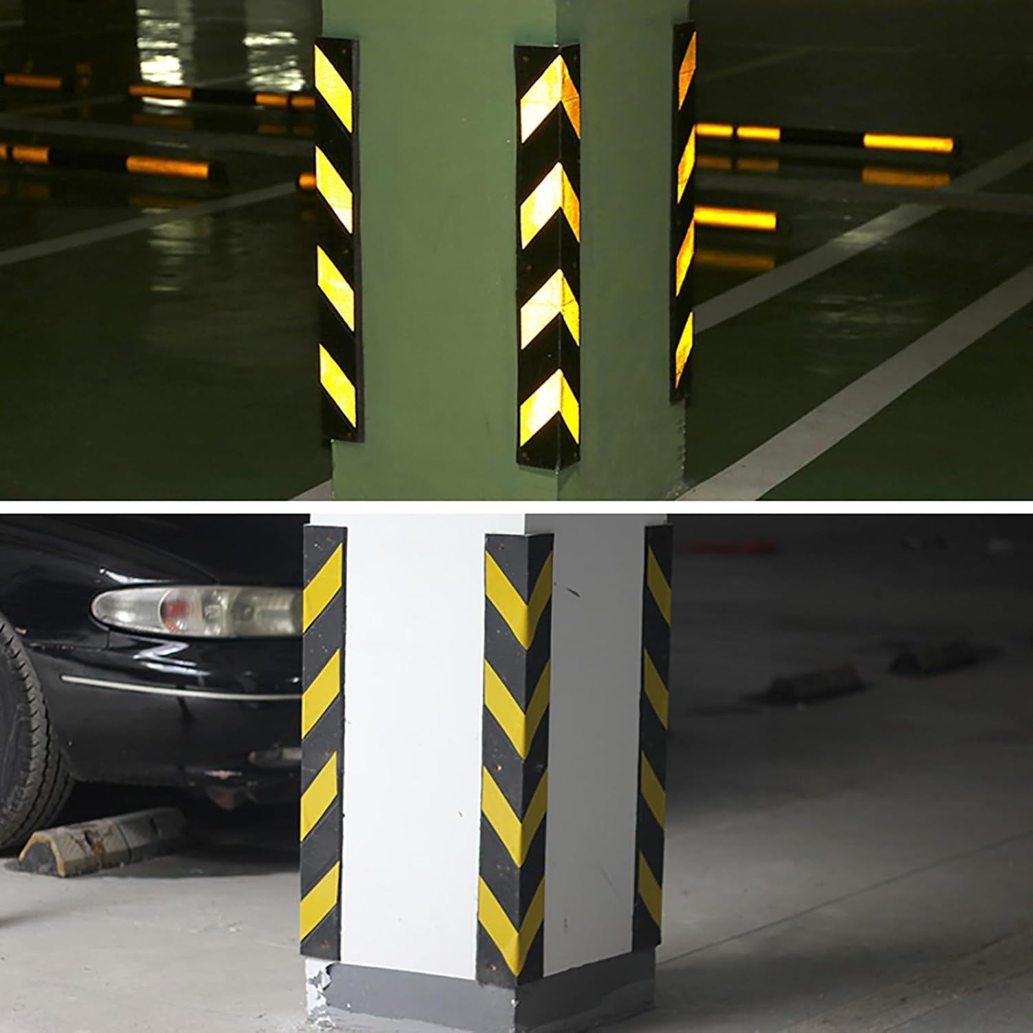 Rubber Wall Bumper Protector External Garage Wall Guard Strip High Visibility Reflective Wall Protection Prevent Scratches Easy to Assemble Can Be Used Indoors and Outdoors(800x100x10MM)