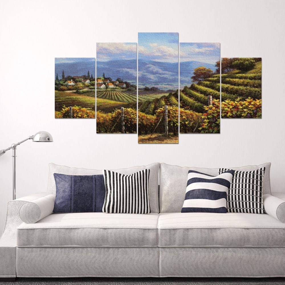 Peinture paysage 5 panneaux suspendus pour une ambiance nature