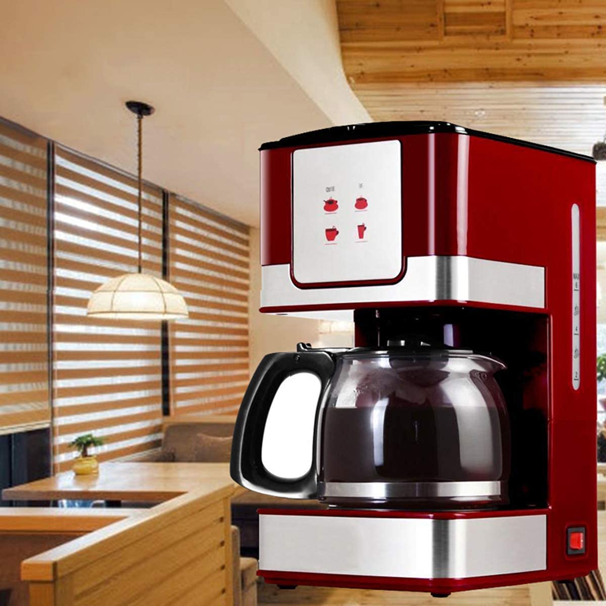 CUNTO Macchina da caffè con filtro TEmkin, macchine da caffè americano per caffè e tè con caraffa in vetro da 600 ml Macchina da caffè con filtro rimovibile Design antigoccia Mantieni caldo 550W