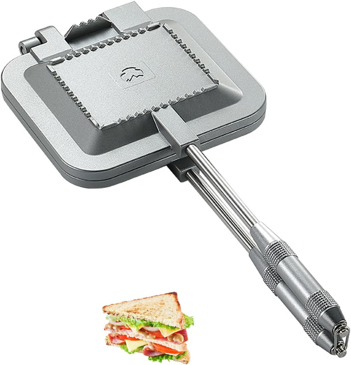 Campingmoon Campfire Sandwich Maker Camping BreadToaster Aluminum Hot Sandwich Stovetop Grill Pan Campfire Pie Cooking Equipment (Sliver)