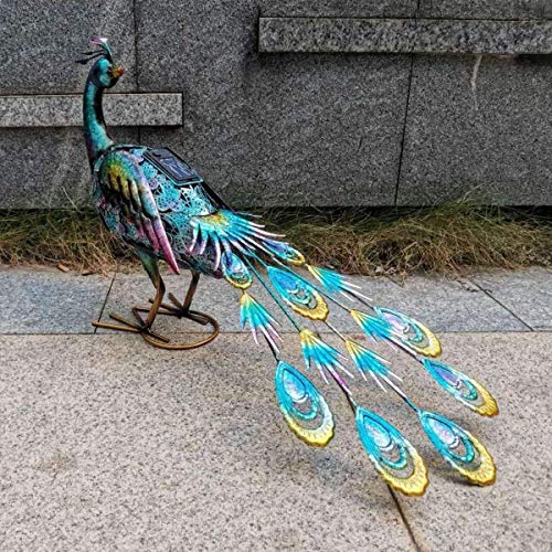 Wsimei Solar Garden Lights Outdoor Solar Metal Peacock Statue Garden Decor For Patio Garden Living Room Decoration, 15.6 Inches #TOP5