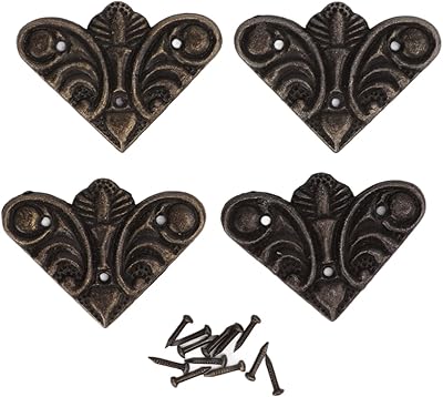 20pcs Green Bronze Corner Protector,Decorative Edge Corner Protectors, Vintage Wooden Box Corner ,Three-Sided Metal Edge Cover with Mounting Nails for Table Jewelry Box, 20pcs Green Bronze Corner