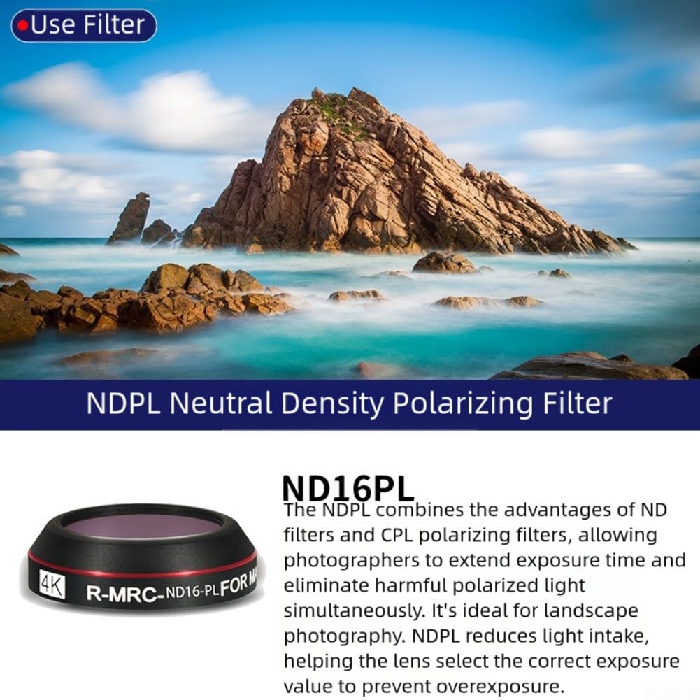 Juego de filtros UV CPL ND8/16/32/64 para SJCAM C300/C400, 6 piezas de filtros de lente de vidrio óptico con funda protectora, compactos 6 x 6 x 2 cm para fotografía al aire libre