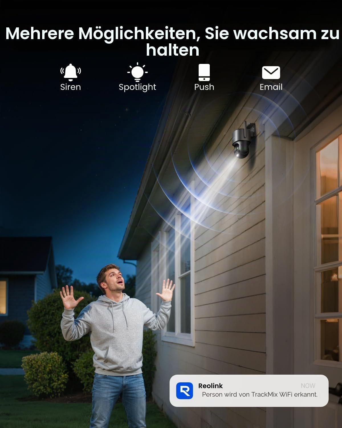 Reolink 4K 8MP Wi-Fi 6 PTZ Überwachungskamera Aussen WLAN mit Auto-Tracking-Zoom, Dual-Objektiv, Dual-Ansicht, WLAN Kamera Outdoor mit Smart-Erkennung, Farbnachtsicht, Außenkamera, TrackMix WiFi Grau
