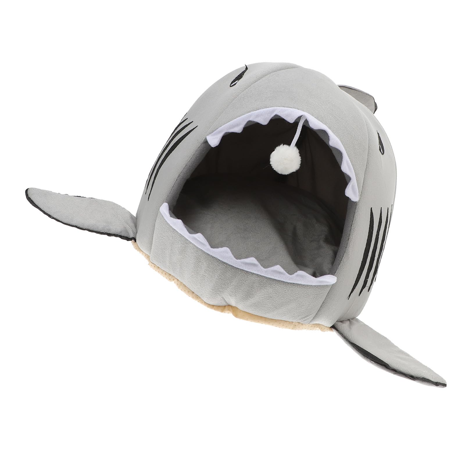 Lit en peluche requin contre le stress du chat | Panier dôme chaud