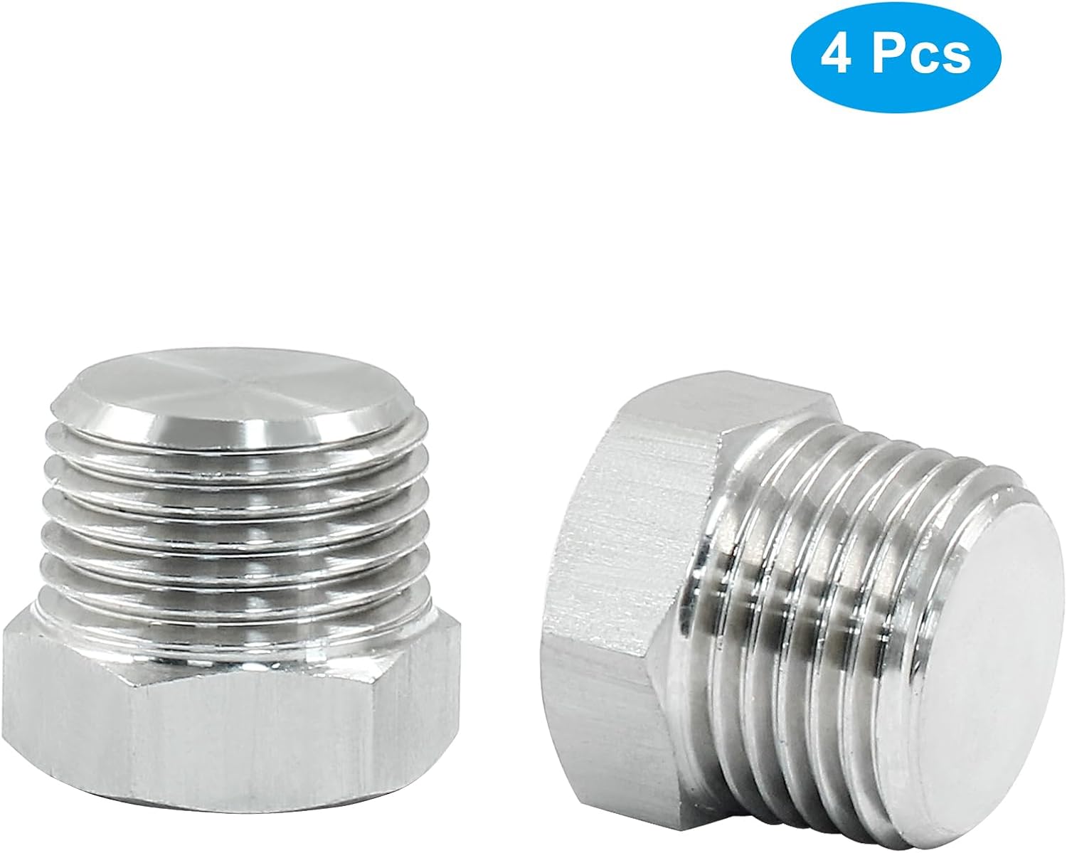 4 Pcs 1/2 Npt Plug Male Threaded Plug, Hex Head Plug Stainless Steel Plugs, Garden Hose Plug Oil Drain Plug Pipe Plug for Air Compressor