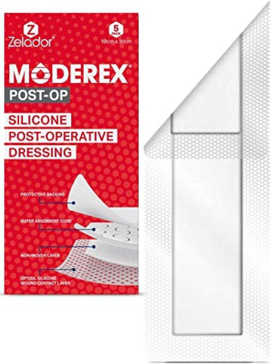 Silicone Post-Op Dressing for Wound Care After Surgical Operation (10x30cm x 5)