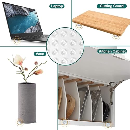 Miniatura 6 de 200 piezas de parachoques autoadhesivos para puerta de armario, amortiguadores de sonido, goma transparente, puntos circulares de goma transparente,