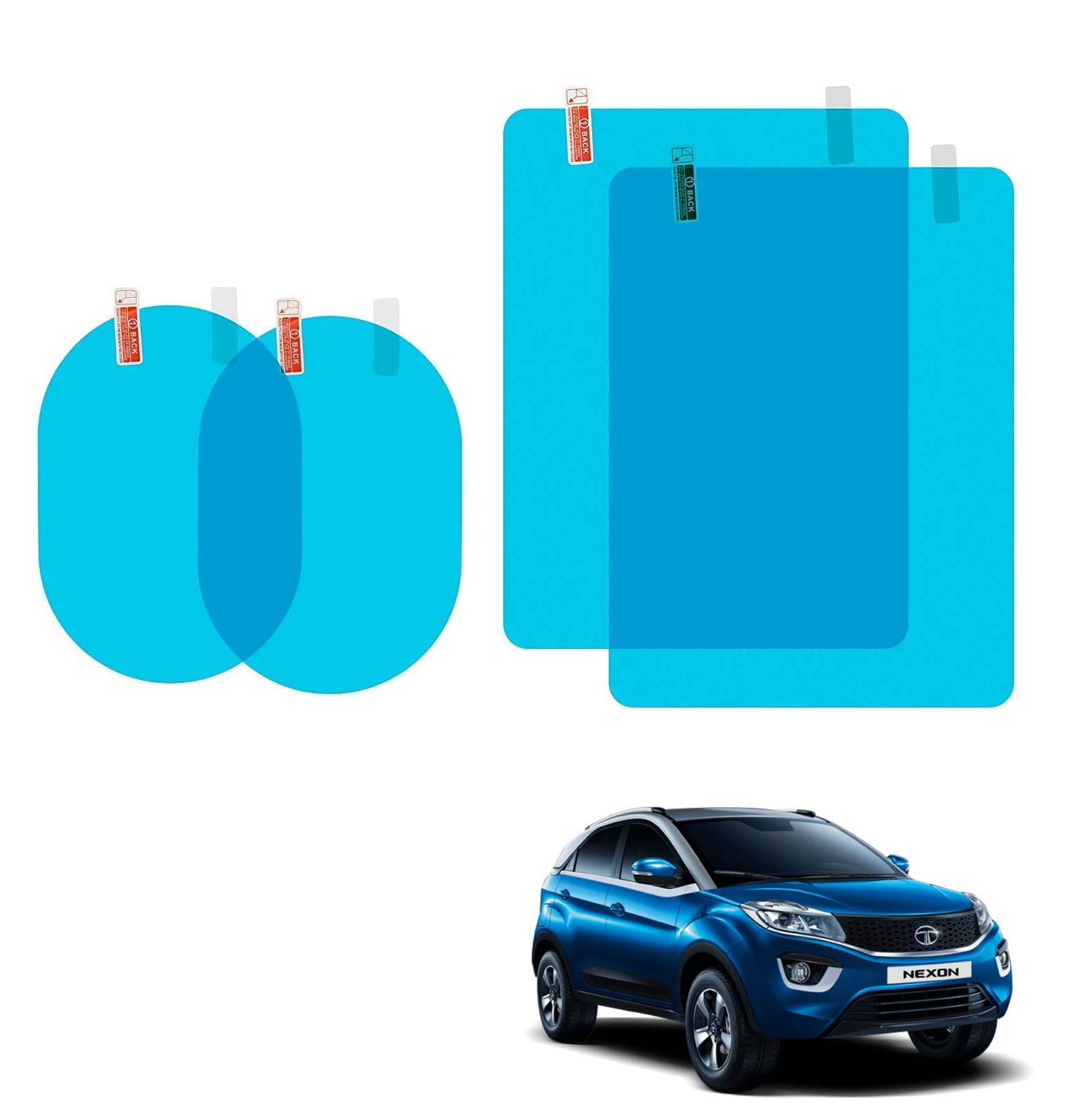 Kozdiko Rearview Mirror Film Rainproof Waterproof Mirror Film Anti Fog Clear Nano Coating Car Film PET Material Set of 4 (2 Square + 2 Oval) for Tata Nexon-picture-33