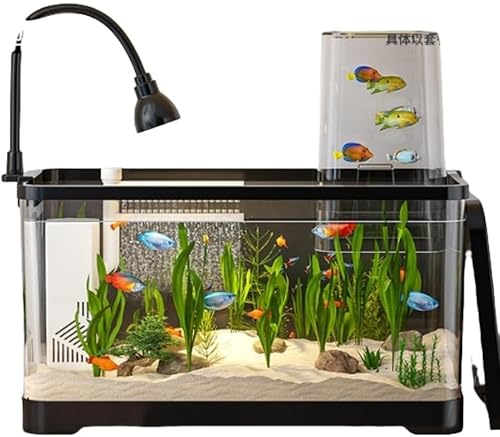 Nozumaブラック高級負圧シリンダー小型水槽|リビングデスクトップ用 金魚飼育向け 造園生態学対応 フィルター & 酸素発生器統合機 フルセット