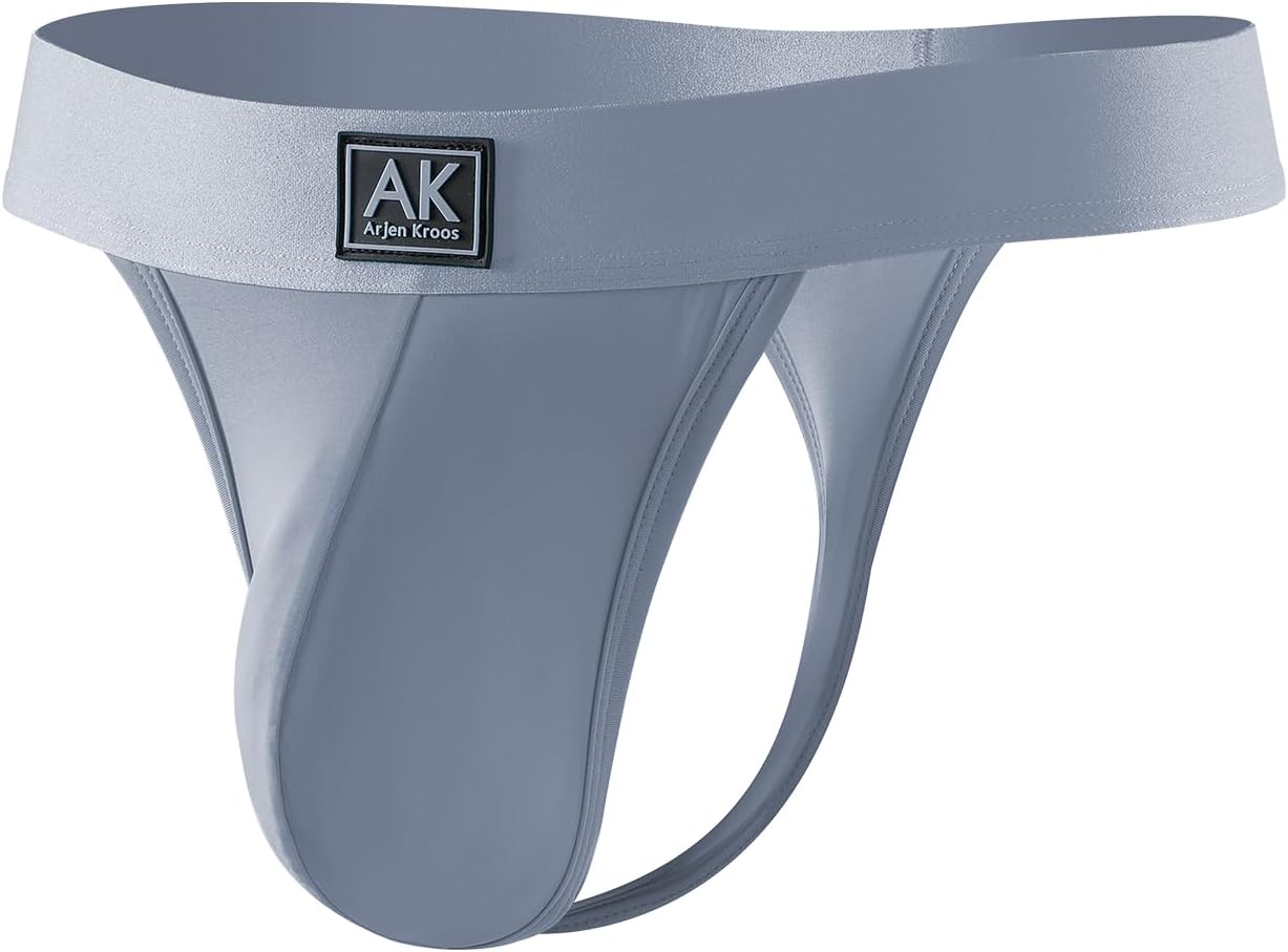 Arjen KroosMen's Sexy Thongs Underwear Pouch G-String Athletic Supporter Grey