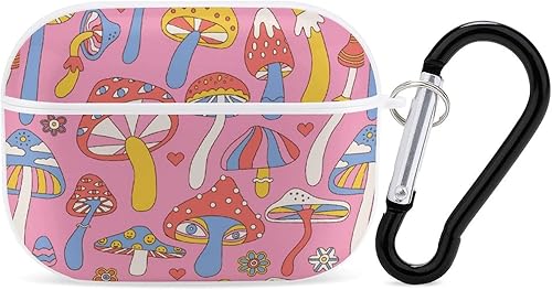 Miniatura 9 de Divertida funda para Airpods Pro con estampado de hongos mágicos locos con llavero, protección completa, duradera, a prueba de golpes, funda rígida