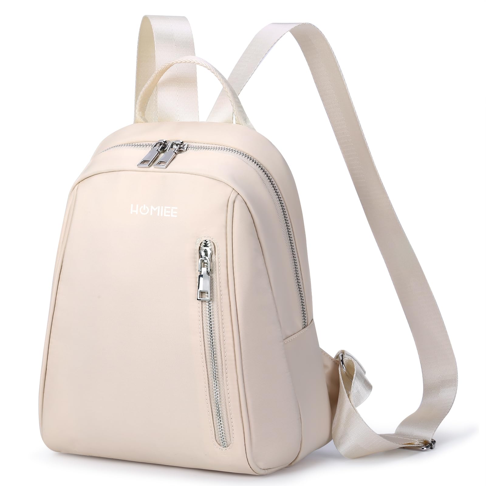 HOMIEE Mini Backpack Purse for Women Girls Light Weight Small Cute Backpacks Waterproof Shoulder Bag Casual Travel Daypack (Beige)