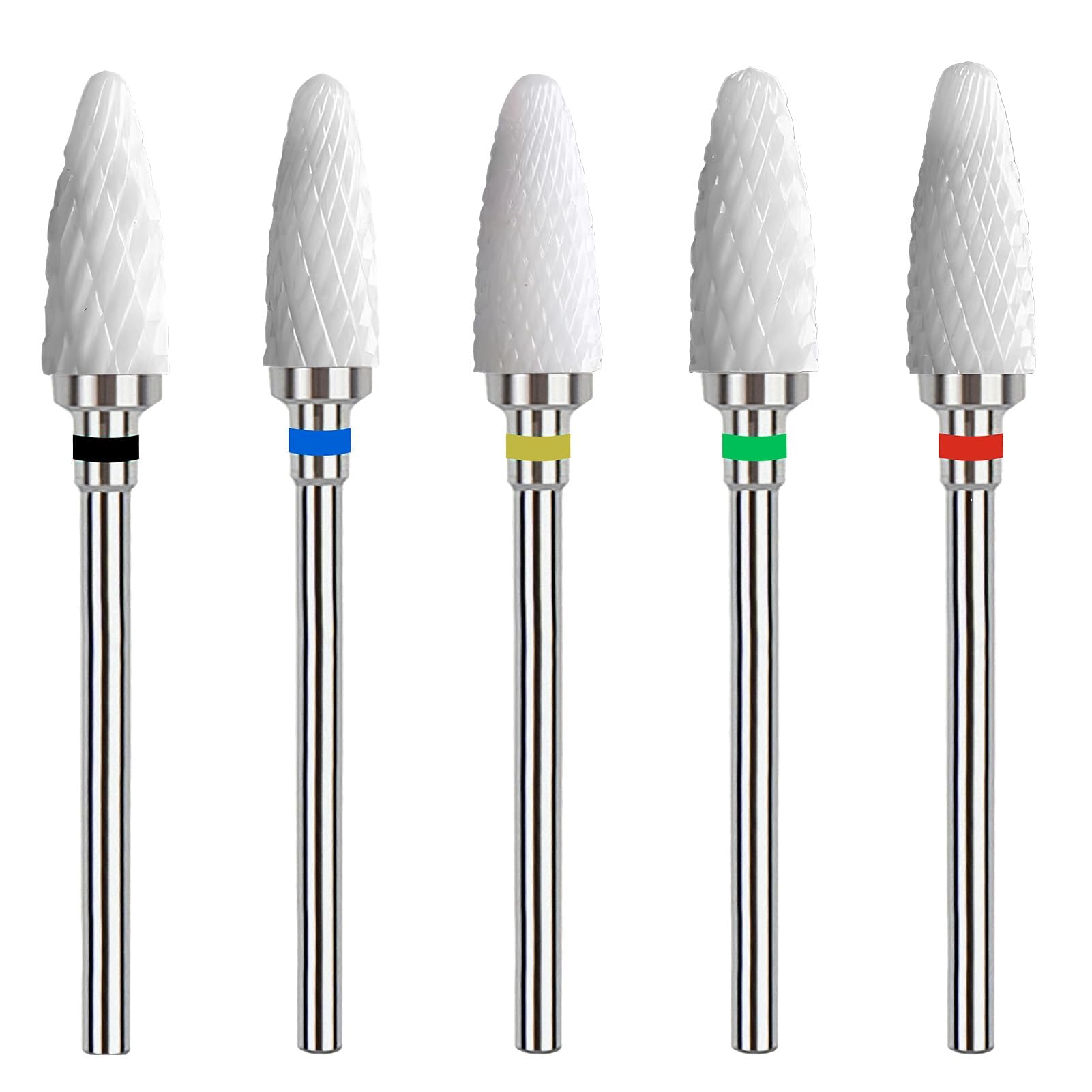 5 Punte Fresa Unghie in Ceramica, Punta Rimozione Gel, Manicure Elettrico Accessori Professionali 3/32 Pollici per Manicure e Pedicure, Unghie Elettrica Manicure Pedicure Uso Domestico