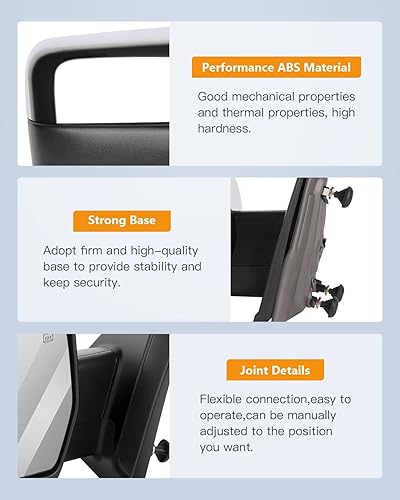 Miniatura 5 de Espejos de remolque de control de potencia compatibles con Ford 2004-2014 para Ford F150 Espejo lateral de camión con función de descongelación