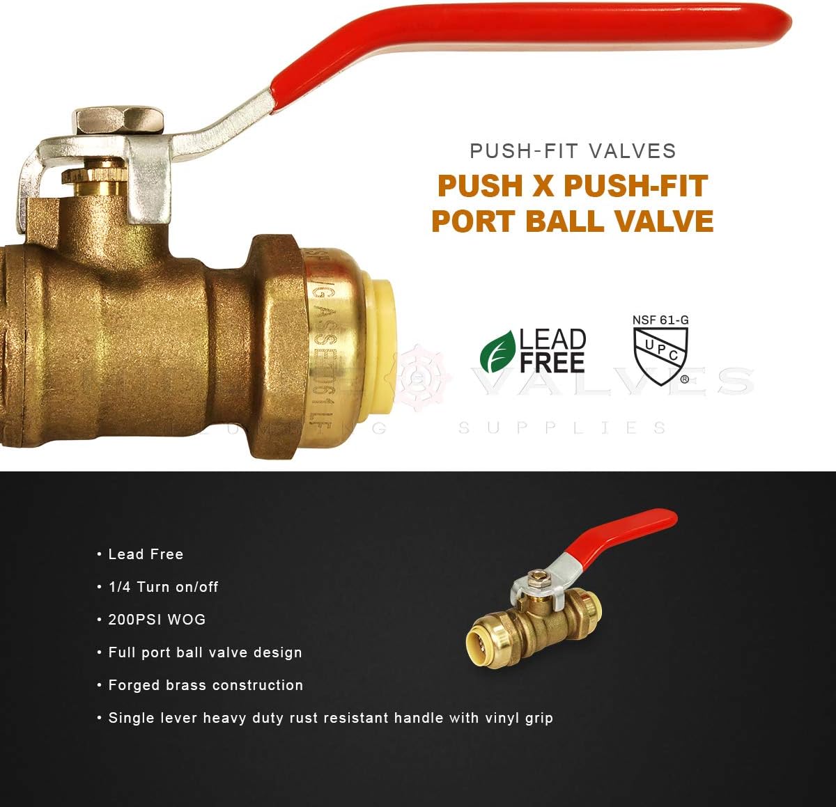 Tор Brаndѕ Supply Giant VQCW1-2 Full Port fit Ball Valve Water Shut Off Push to Connect PEX,Copper, CPVC, 1 Inch, Brass Pack of 2, 1, 2 Count Blасk Frіdау 🔥 Supply Giant VQCW1-2 Full Port fit Ball Valve Water Shut Off Push to Connect PEX,Copper, CPVC, 1 Inch, Brass Pack of 2, 1, 2 Count