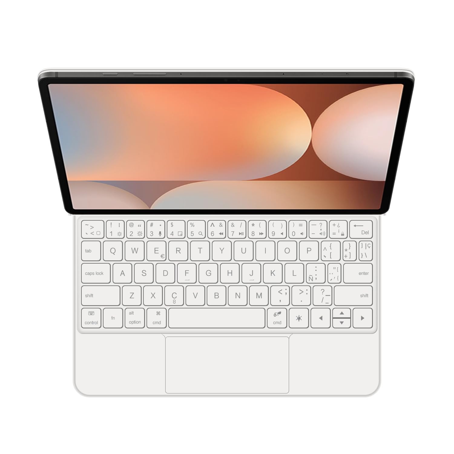 Funda con Teclado para Samsung Galaxy Tab S10 FE/S9/S9 FE/S8/S7 11'', Contiene Ñ, Soporte Flotante Mágico Voladizo, Retroiluminación 7 Colores, Trackpad Integrado,Blanca,Spanish
