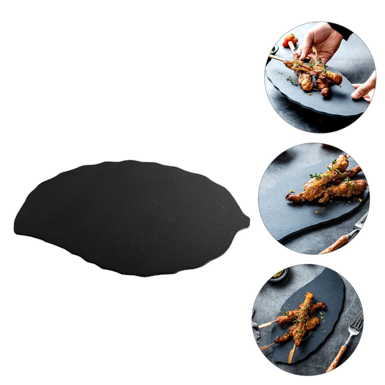1pieza Plato De Sushi De Pizarra Forma Para Postres y Aperitivos Para Restaurantes y Hogares Negro