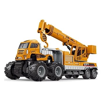 DEOXY 1:43 4WD Diecast Metal Construction Crane Truck Toys with Friction Powered Car Vehicle Toy Gifts for Boys and Girls