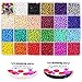 Multicolor Beading Glass Seed Beads Bulk- 8400PCS 24 Colors 4MM Pony Beads Kit Small Tube Round Beads Assorted Kit Opaque Colors Beads Supplies with Crystal Rope for Jewelry Bracelet Making & Beading