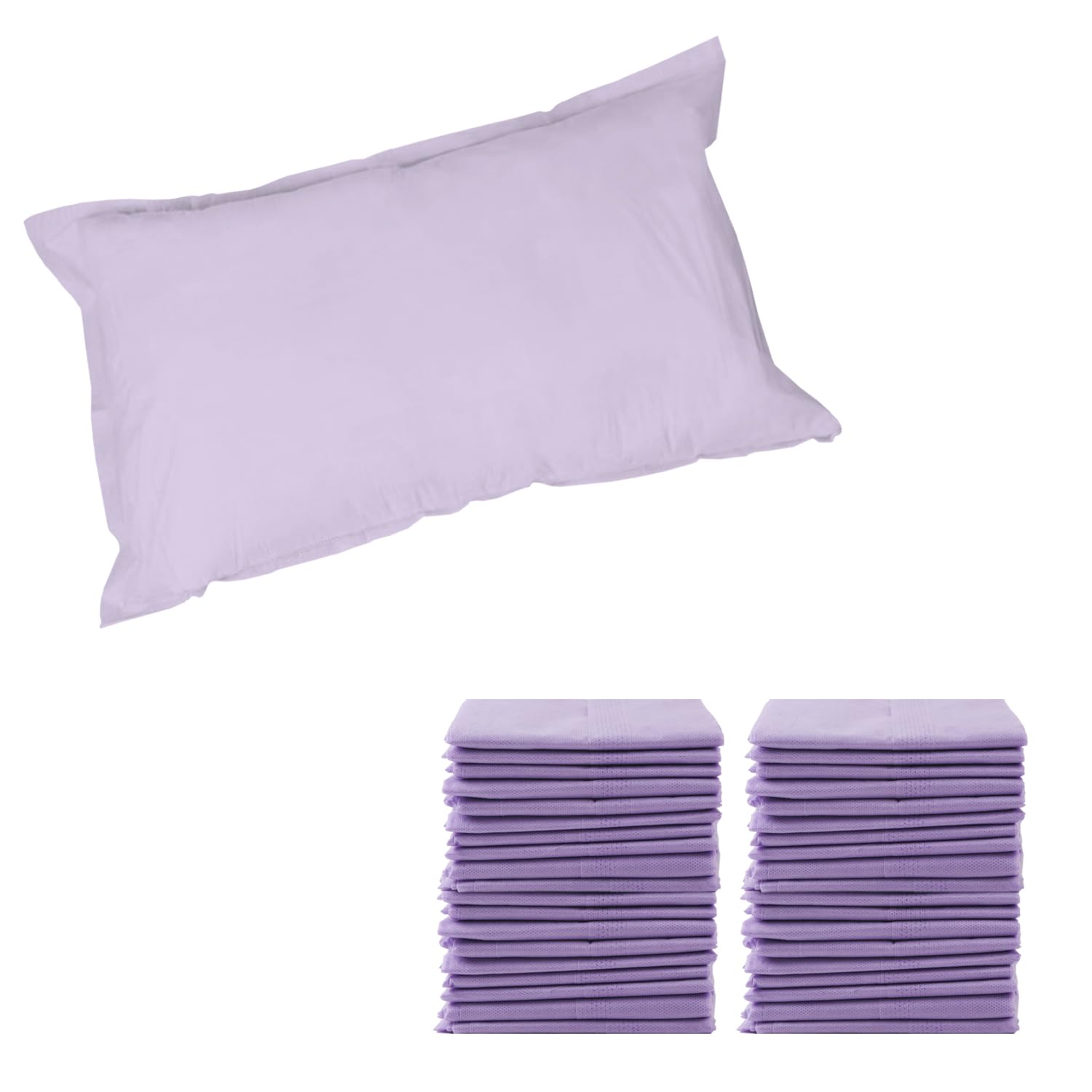 ASUNFO 40 Pcs Disposable Pillow Case Covers for Travel Pillowcases Purple
