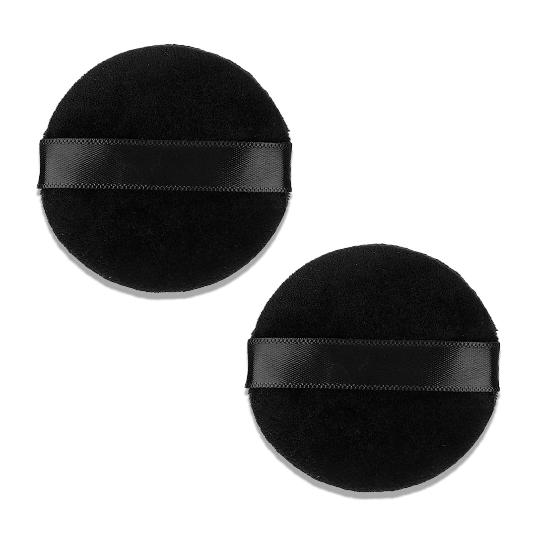 Gleva 2 Pcs Powder Puff Soft Face Makeup Sponge, Loose powder Foundation Blending Sponges Set, Beauty Blender, Round Shape Wet & Dry Tool Washable Reusable (Black)-image-14