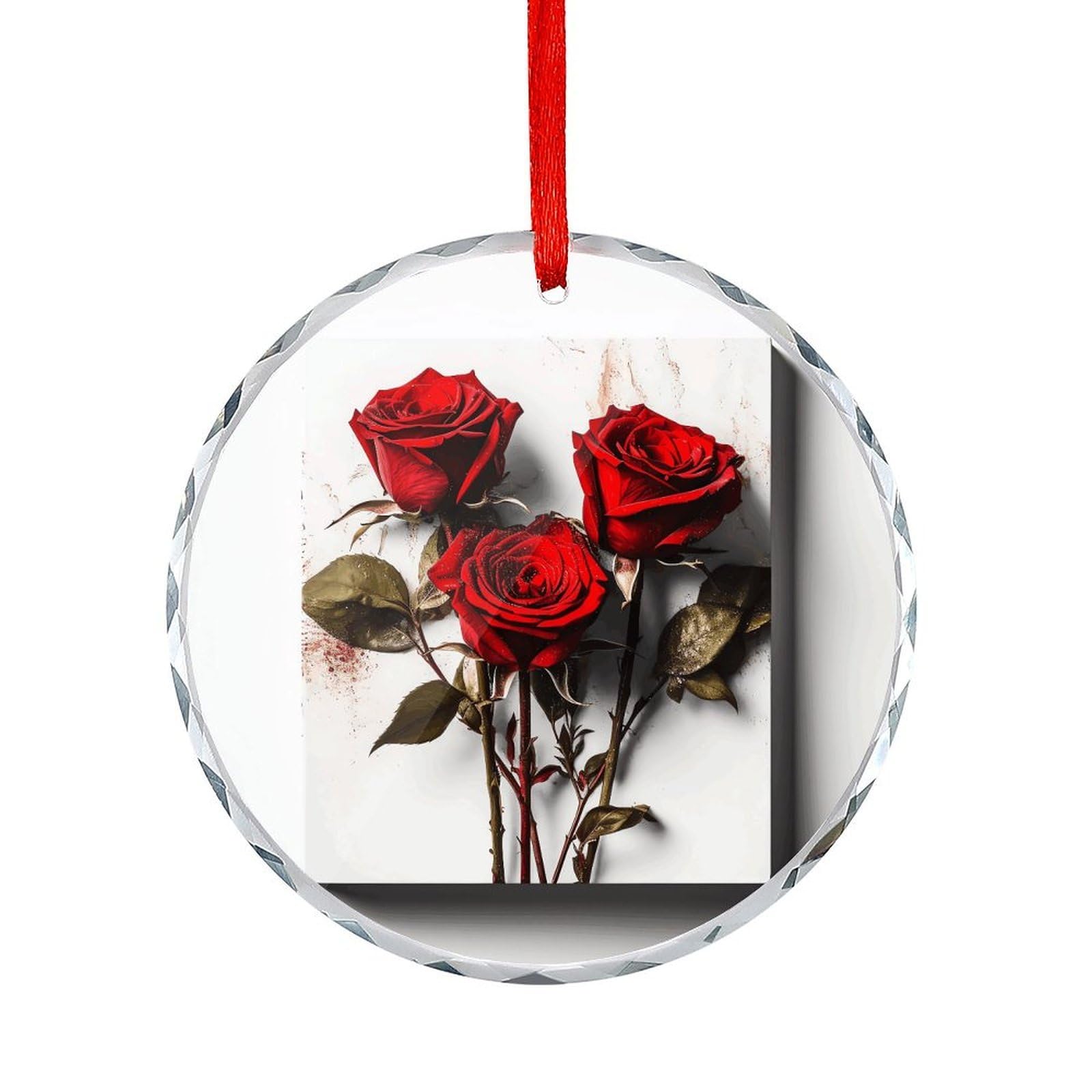 Btcowzrv Style Hand Drawn Rose Round Ornament Hanging Pendant Decor