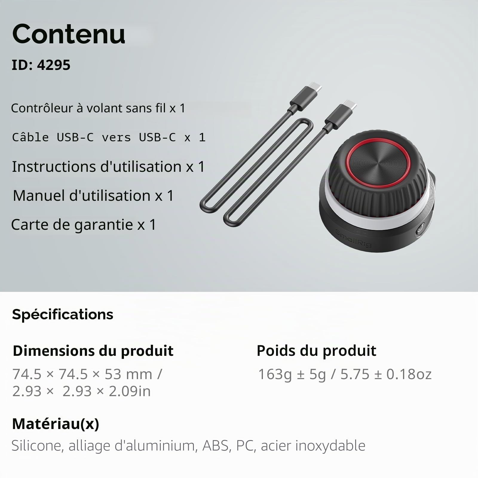 SMALLRIG Contrôleur de Volant Sans Fil (Lite) pour Follow Focus, Marquage A/B à une Seule Touche, Autonomie de la Batterie de 21 Heures, Contrôle Simplifié, Légère, Confortable et Compacte - 4295