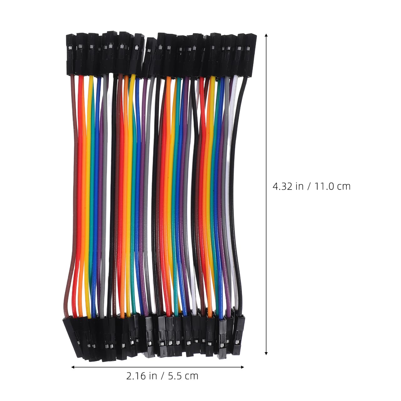 Veemoon Set di 40 cavi jumper femmina su presa 10 cm – 2,54 mm, dimensioni griglie, ponti metallici, per ESP32, flessibile e colorato, prototipazione a nastro, per elettronica fai da te