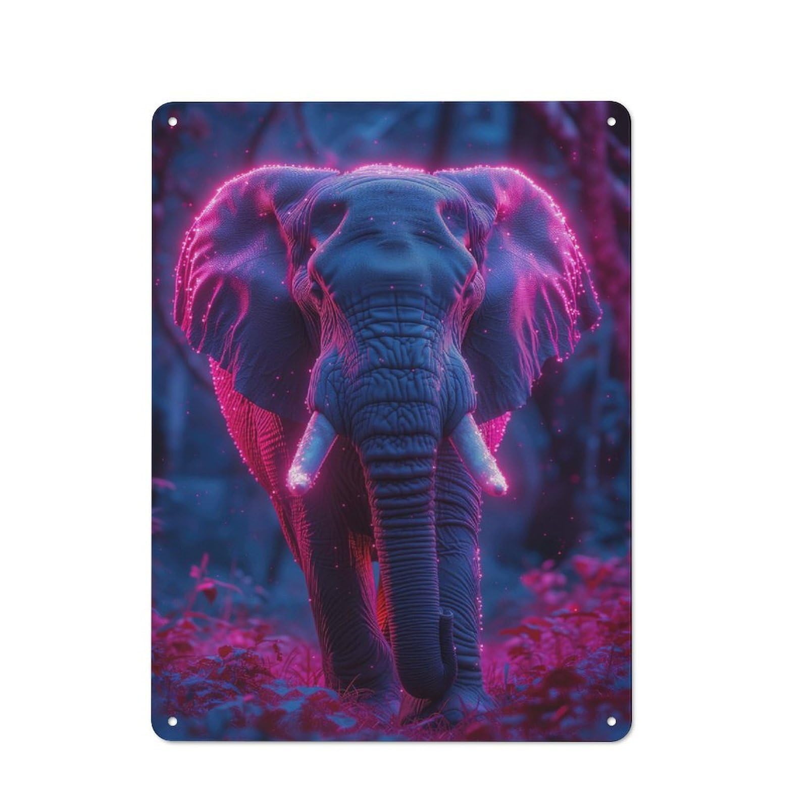 Neon Elephant Cottage Metal Wall Decor 40x30cm, Shed Metal Sign for Patio Bar, Workshop, Shed Or Kitchen