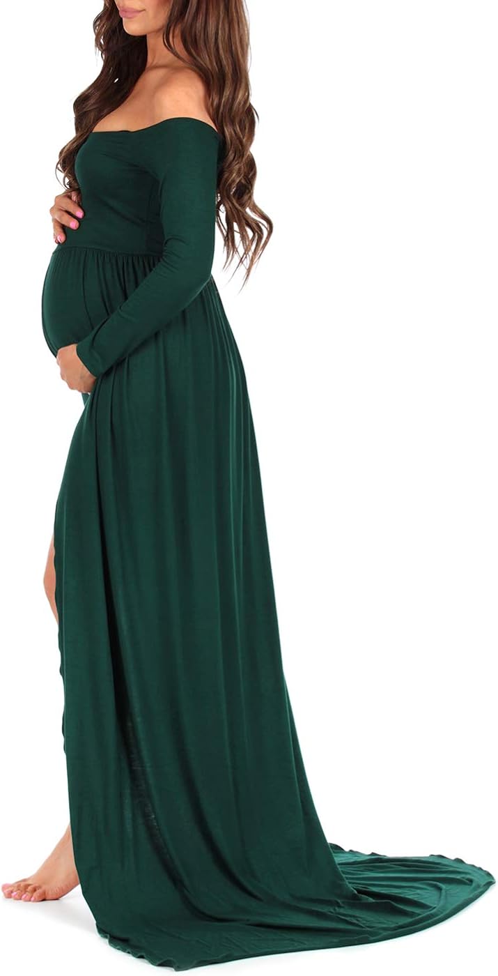 Photography Off Shoulder Maternity Gown for Photo Shoots or Baby Shower at  Women’s Clothing store