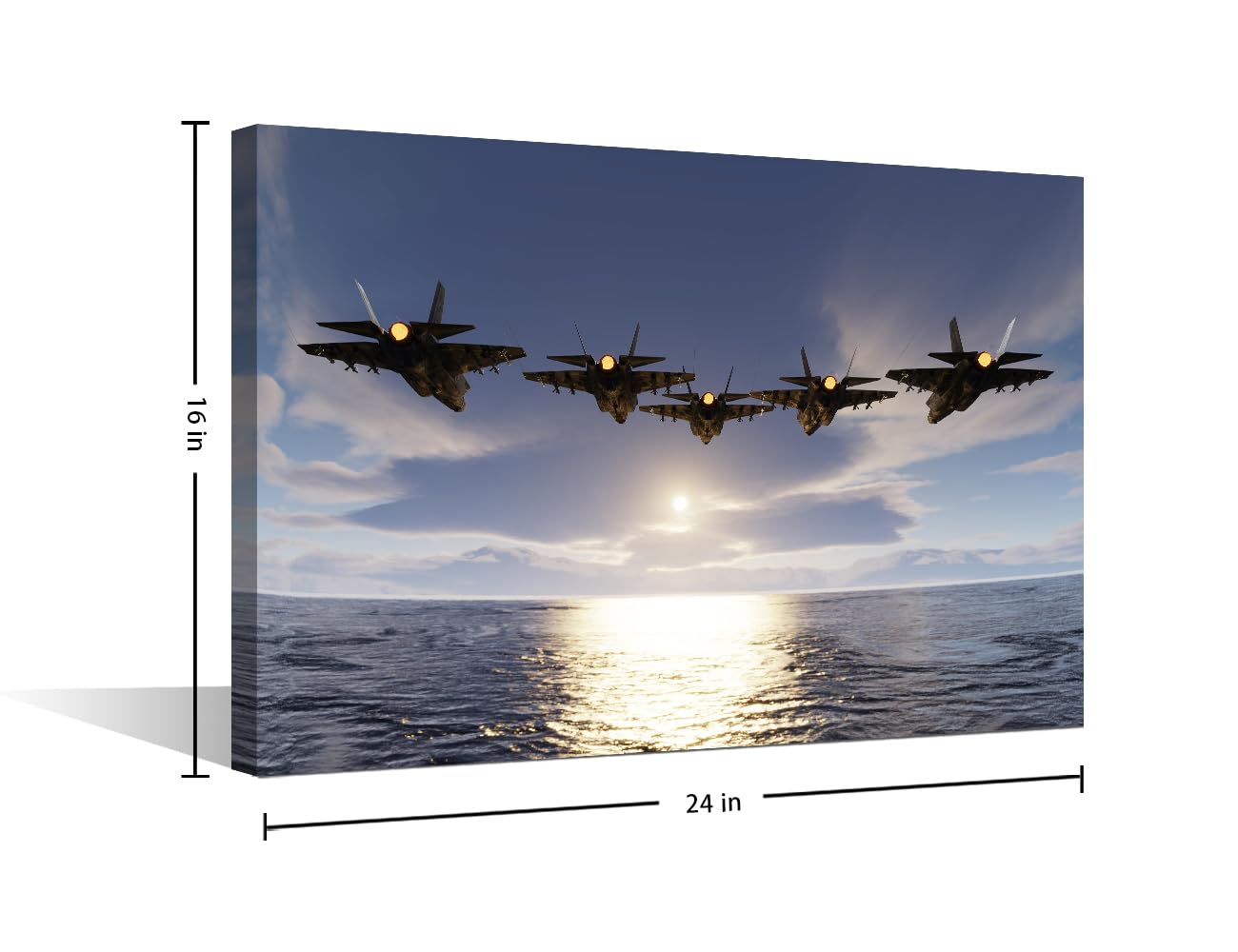 Wall Pictures for Living Room 1 Panels Modern Wall Art F35 Jets Flypast Formation Over the Ocean Low Attitude Flying Pictures Print On Canvas for Home Decorations Ready to Hang - Image 2