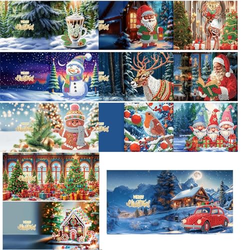 Cartes de Noël strass XIAOXIAOYU : kit peinture diamant 5D, loisirs créatifs adultes et enveloppes