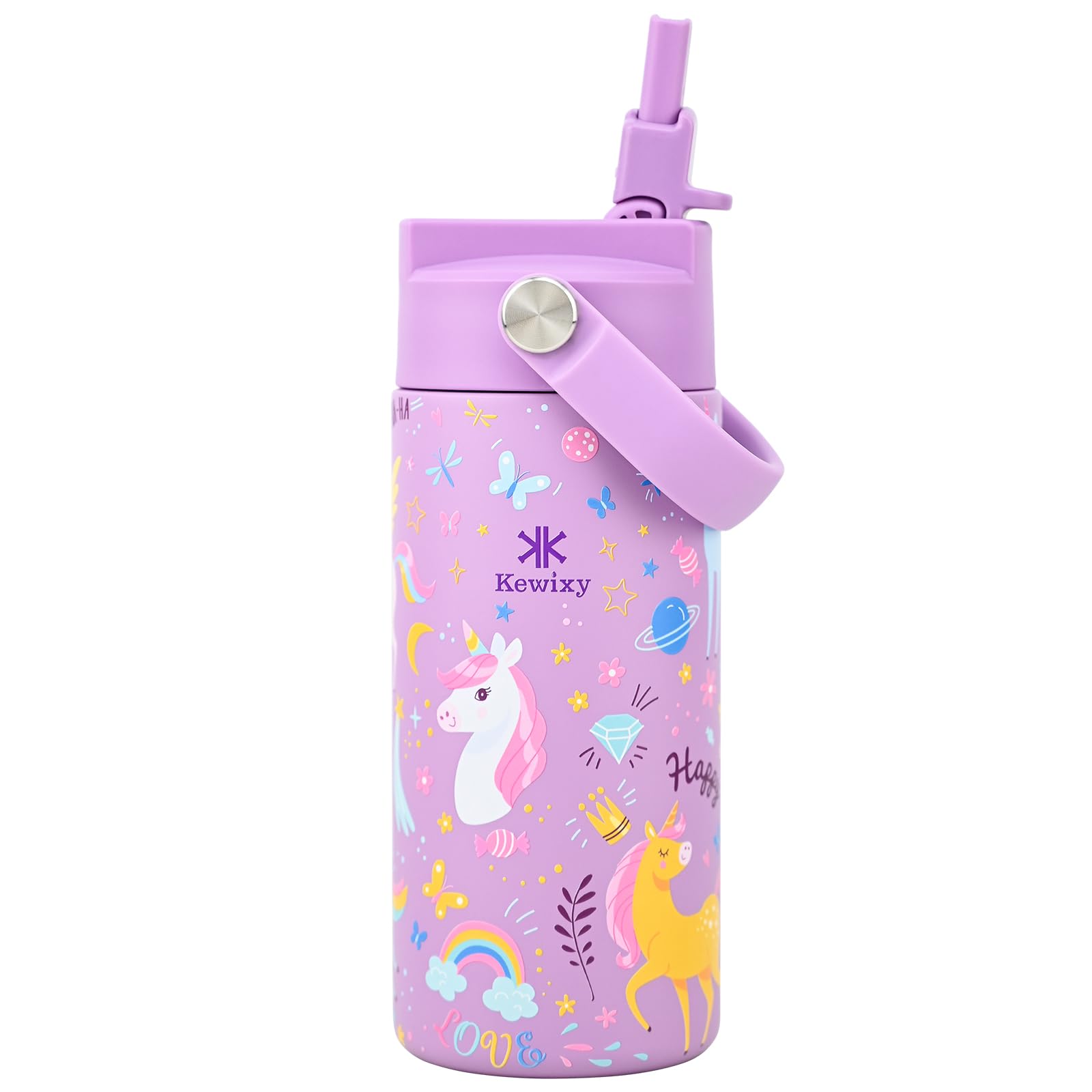 14oz Water Bottle with Straw Easy Slide Lid Leak Proof Keep Cold 24H Vacuum Insulated Metal Stainless Steel