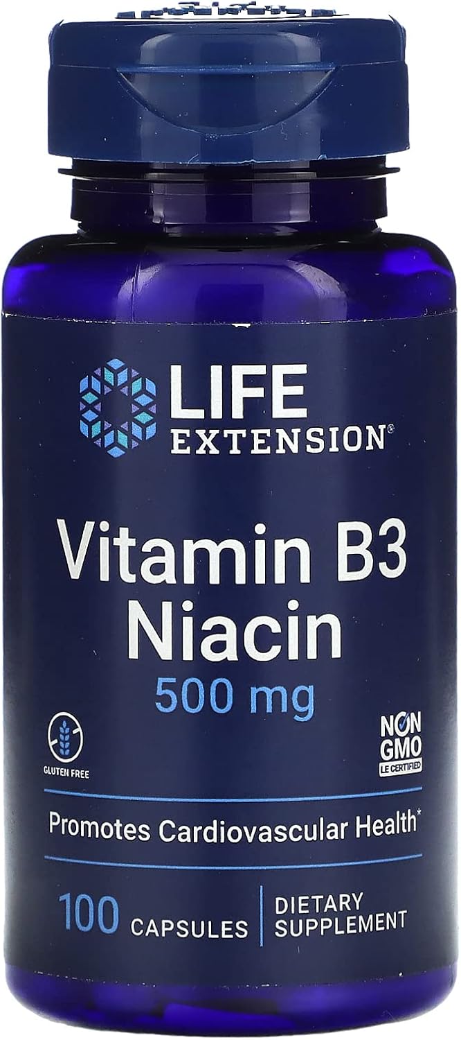Life Extension Vitamin B3 Niacin, 500 Milligram, 100 Capsules Amazon