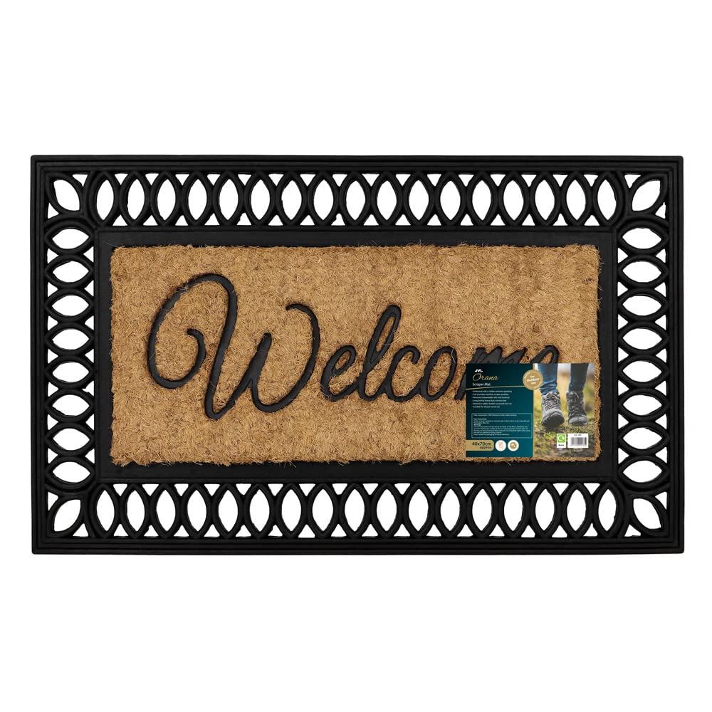 Orana Embossed Rubber Tuffscrape Coir Doormat 40x70cm - Natural Rubber
