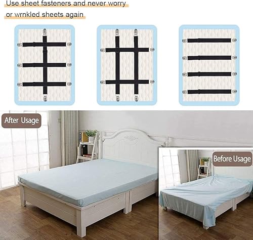 Miniatura 10 de 4 clips de correas ajustables para sábanas, soporte elástico para sábanas y tirantes, agarradores para sujetar sábanas, colchones, sofá, mantel,