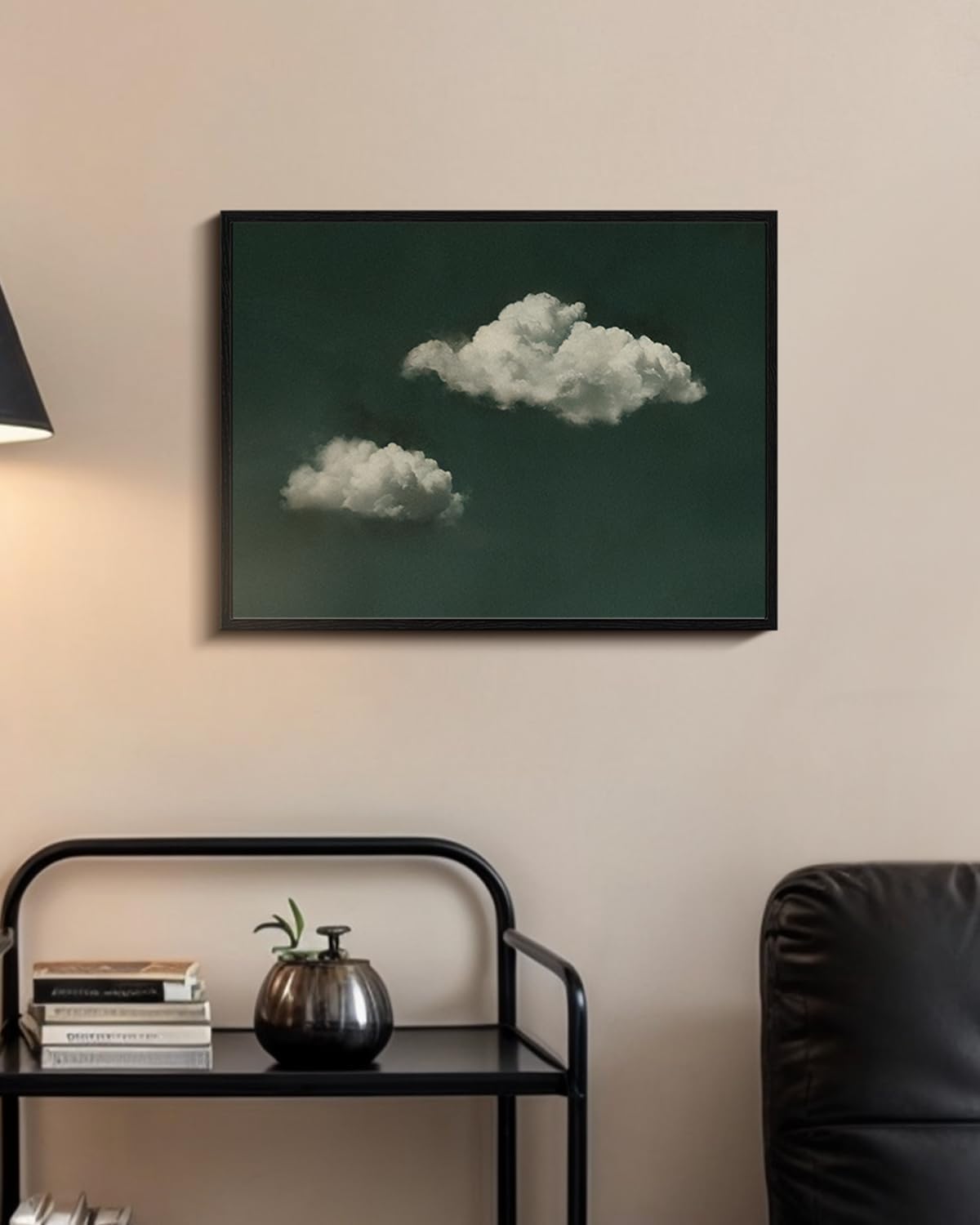 Vintage Black Framed Canvas Wall Art 12x16 Dark Blue Moody Cloud Painting, Abstract Minimalist Surreal Art Zen Sky Canvas Print, White Clouds Nature Home Artwork Bedroom Bathroom Decor - Image 6