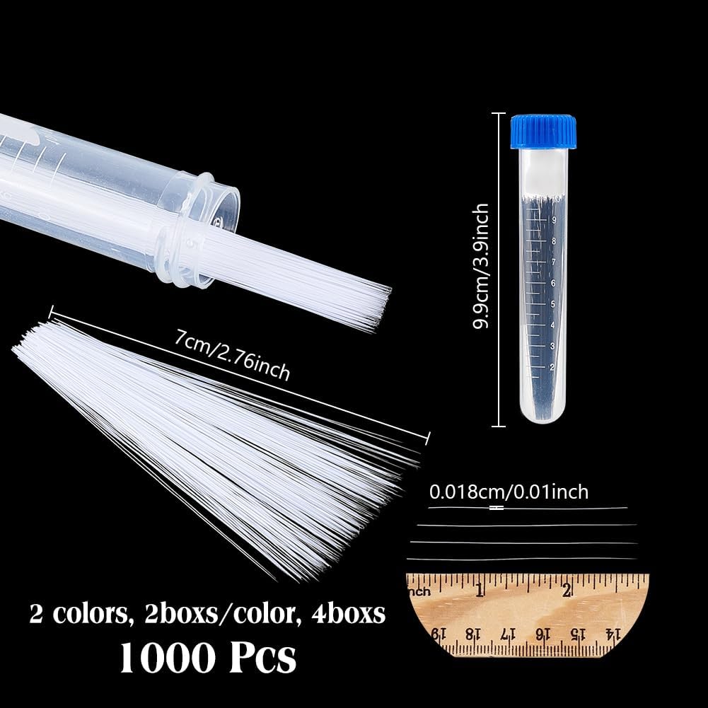NBEADS 1000 Pcs 2 Colors Animal Whiskers for Crafts Needle Felting, 2.76inch Long Simulated Animal Whiskers Plastic Craft Animal Beards Fursuit Whiskers for Cat, Mouse, Rabbit, Puppets