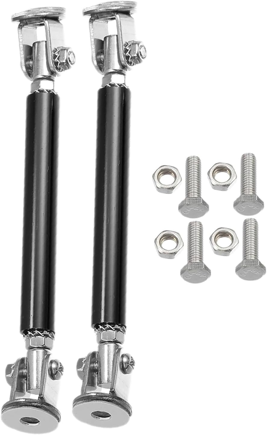 Universal Adjustable Aluminum Alloy Front Bumper Lip Splitter Strut Rod Tie Support Bars 3-5 Black – 2PCS Car Diffuser Stabilizer Kit