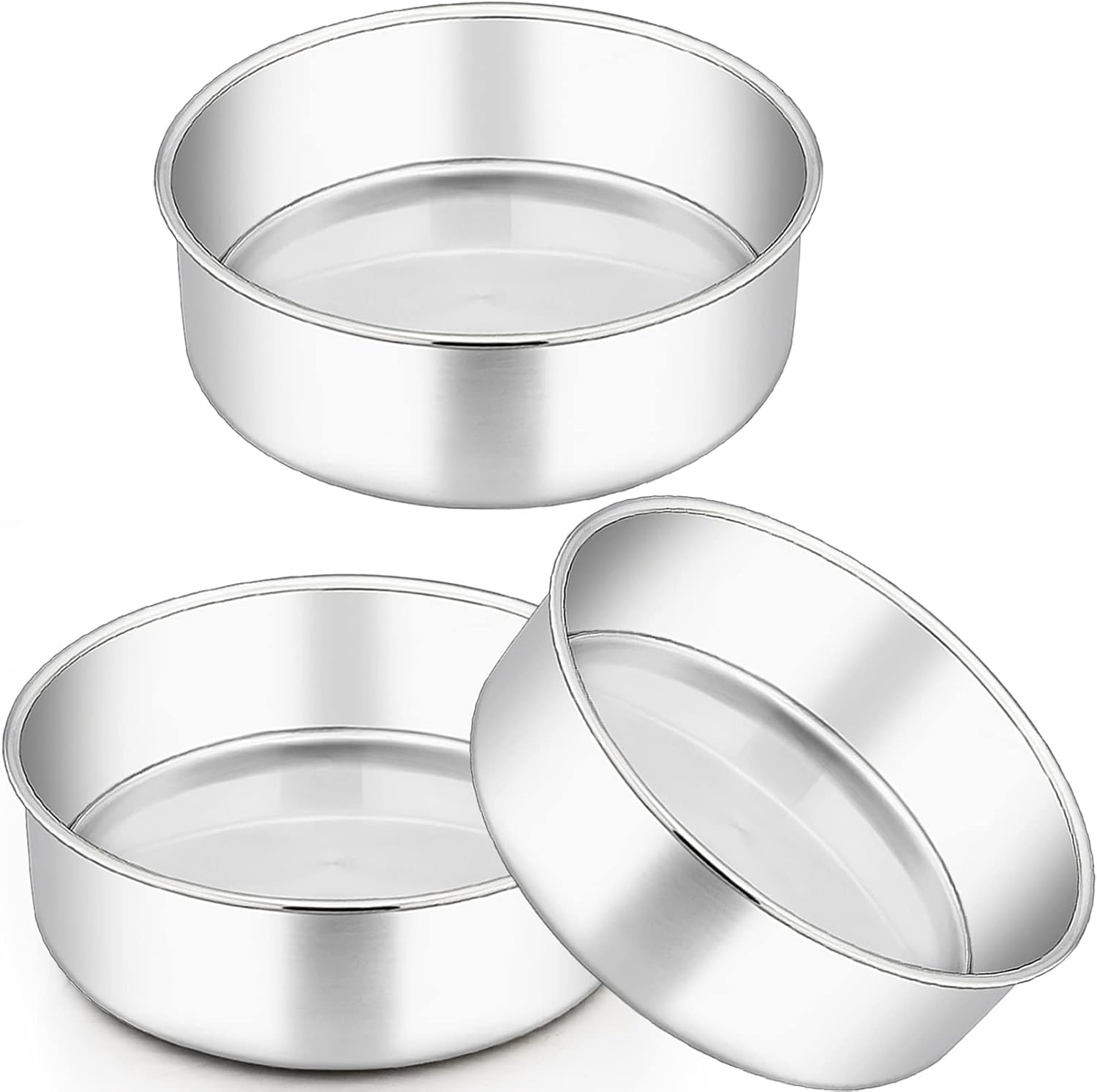 TeamFar Cake Pans, 8 inch Stainless Steel Round Tier Baking