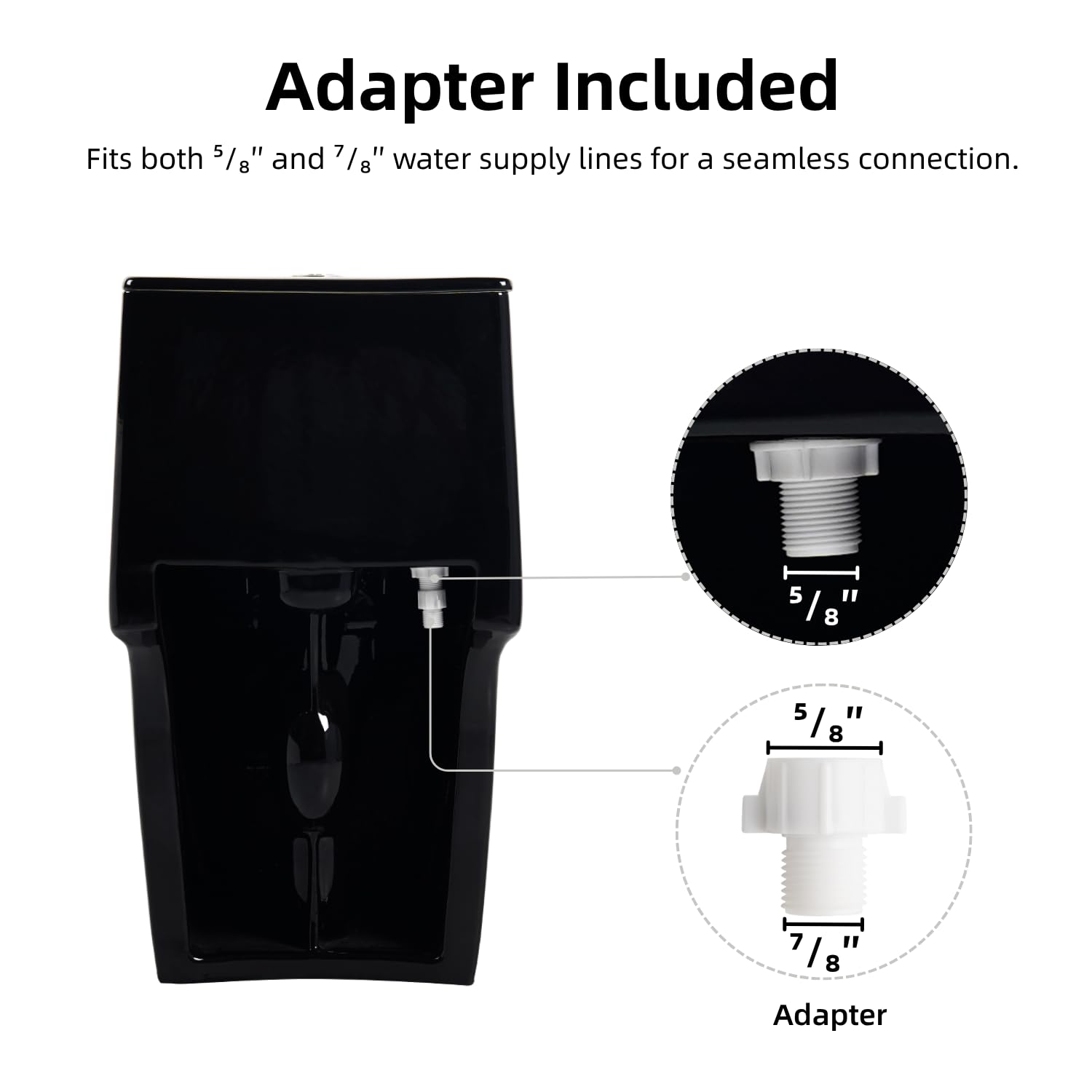 Inodoro negro con descarga de remolino sin borde, inodoros modernos y alargados de una pieza ADA de 17.3 pulgadas para baños, doble descarga de 1.0/1.28 GPF, altura de silla cómoda