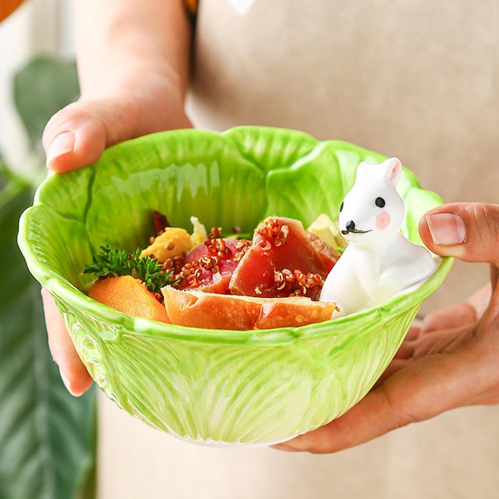 DOITOOL Creative Cartoon Rabbit Bowl for Kids Cute Ceramic Food Bowl Decorative Kids Dish for Fruits Snacks Salad and Desserts, 5.90X5.90X3.74In