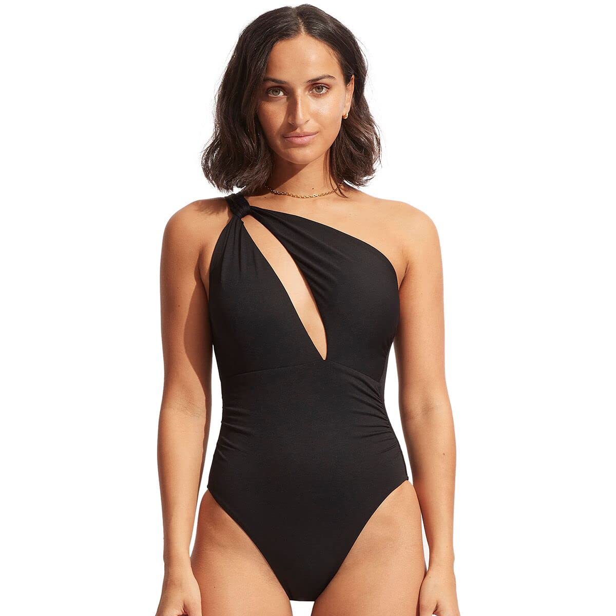 SeafollyWomen's Shoulder Cut Out One Piece Swimsuit