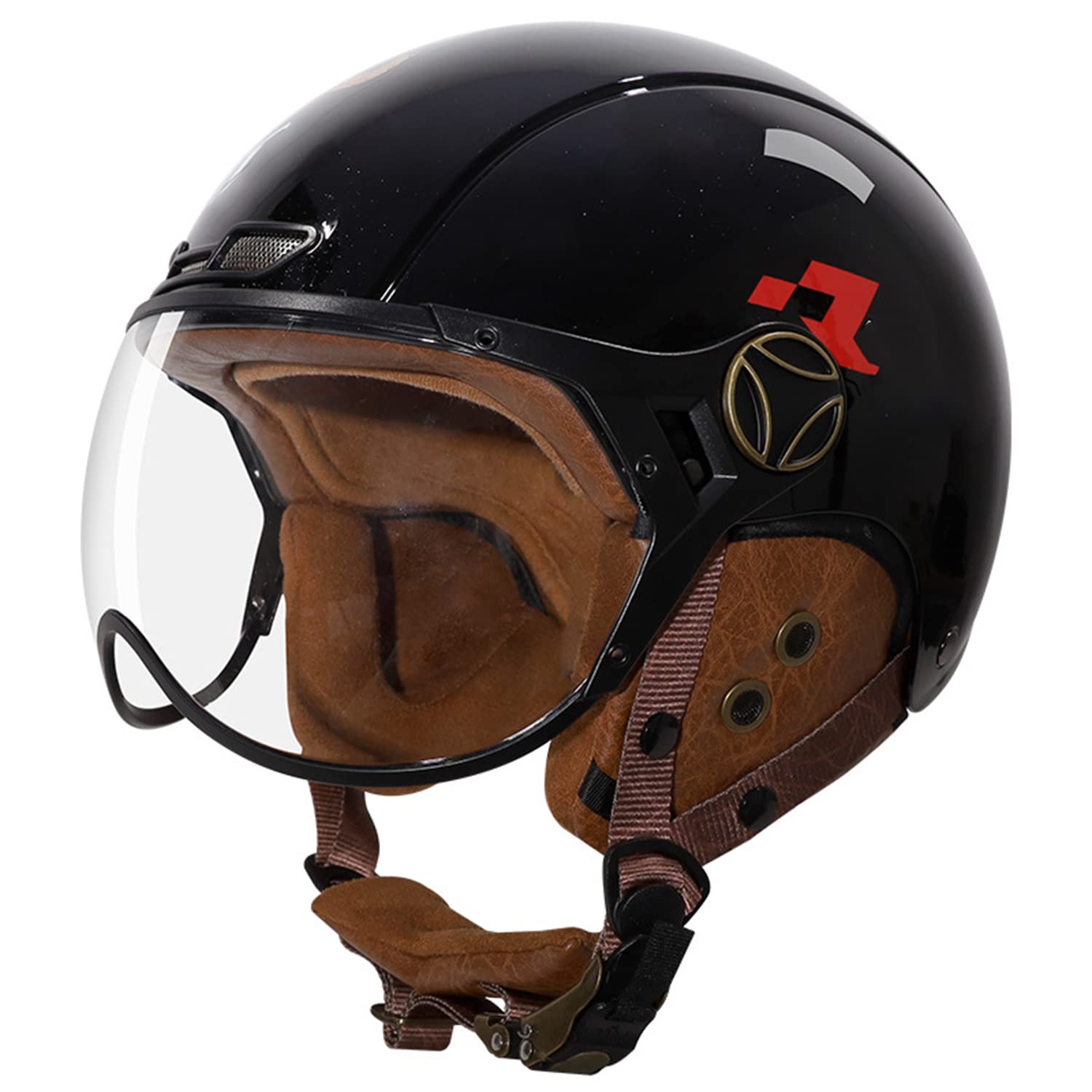 Casque Moto Retro Style Bol - Homologué ECE - Pour Scooter Et Cruiser - Confortable Et Léger