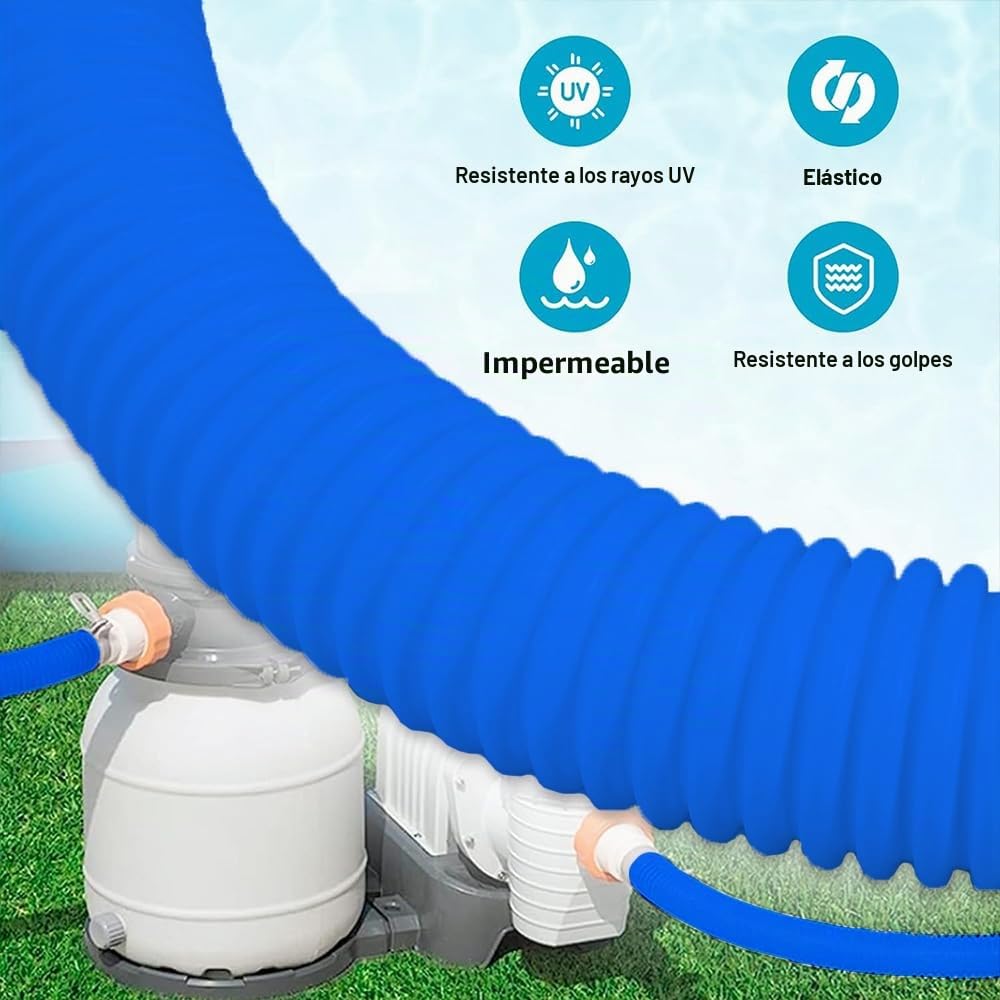 Tubo Piscina 32mm, 2pcs 150CM, Repuesto Manguera de Bomba para Piscinas Elevadas, con 4 Abrazaderas de Metal