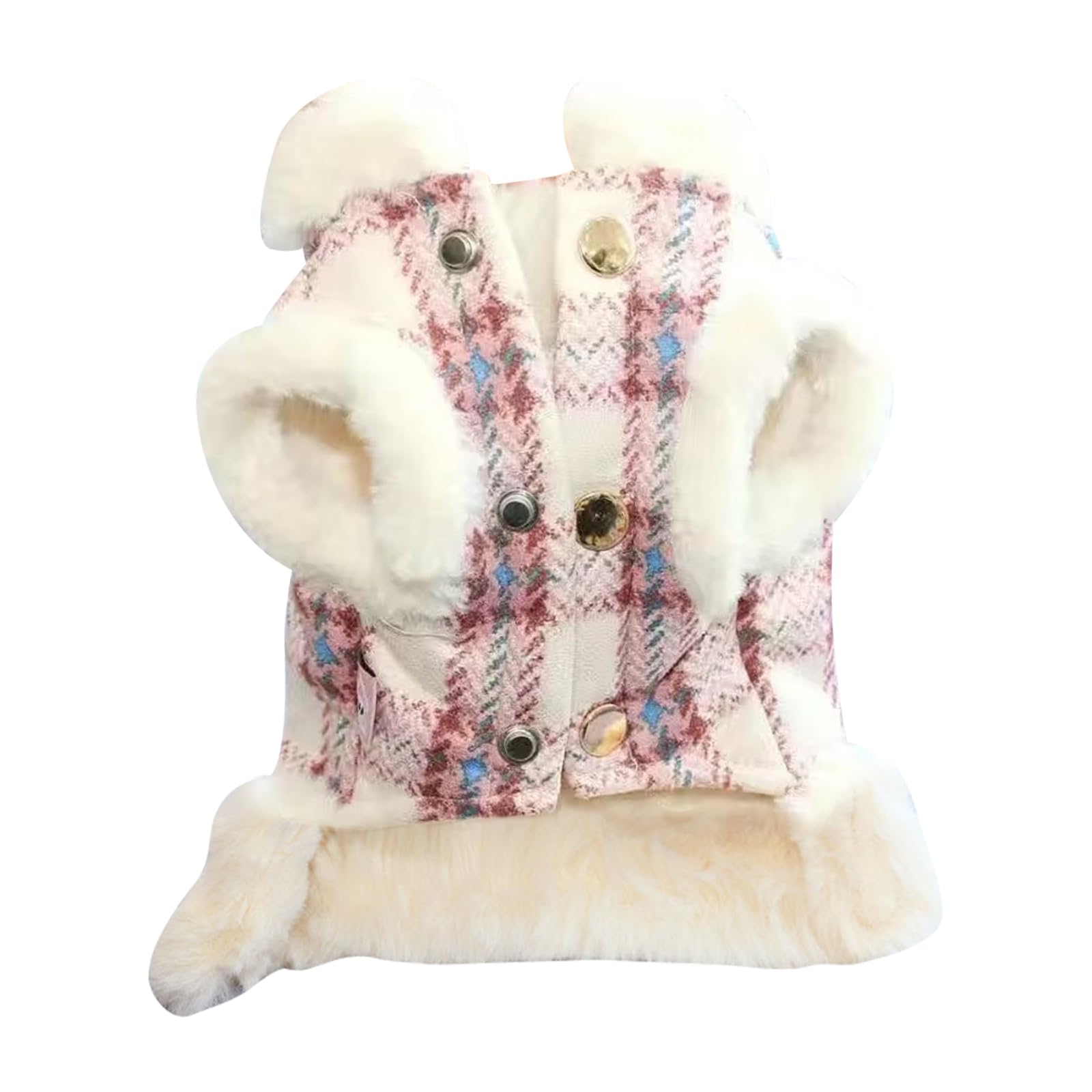 Homiliky Warm Windproof Dog Winter Coat, Insulated Plaid Pet Jacket with Leash Hole for Small...